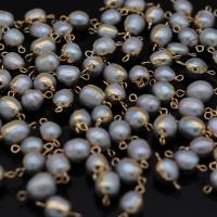 Freshwater Pearl Connector with Brass gold color plated Natural & fashion jewelry & DIY 8x16- Sold By PC