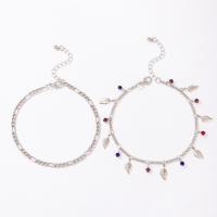 Tibetan Style Anklet, 2 pieces & fashion jewelry & with rhinestone, nickel, lead & cadmium free, Sold By Set