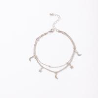 Tibetan Style Anklet, Moon and Star, Double Layer & fashion jewelry, nickel, lead & cadmium free, Sold By PC