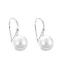 Boucles d'oreilles pendantes en laiton, avec perle de plastique, Rond, Placage, Style coréen & pour femme, plus de couleurs à choisir, protéger l'environnement, sans nickel, plomb et cadmium, 8x16mm, Vendu par paire
