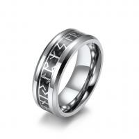 Stainless Steel Finger Ring, with Carbon Fibre, plated, Unisex & different size for choice & with letter pattern, more colors for choice, 8mm, US Ring Size:6-12, Sold By PC