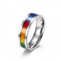 Titantium Steel Finger Ring, Titanium Steel, Szivárvány, galvanizált, egynemű & különböző méretű a választás, több színt a választás, 6mm, Méret:6-12, Által értékesített PC
