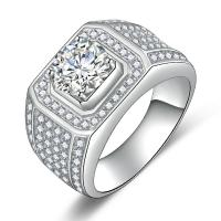 Prata Níquel anel, cromado de cor platina, tamanho diferente para a escolha & para o homem & com strass, vendido por PC