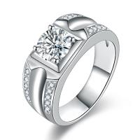 Cupronickel Finger Ring platinum color plated & for man & with rhinestone 9.40mm Sold By PC
