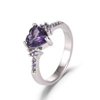 Anilo de dedo, metal, chapado en color de platina, diverso tamaño para la opción & para mujer & con diamantes de imitación, Vendido por UD