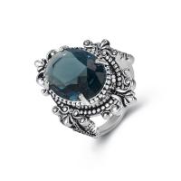 Gemstone Finger Ring, cobre, with Topaze, tamanho diferente para a escolha & para mulher & com strass, 33x9mm, vendido por PC