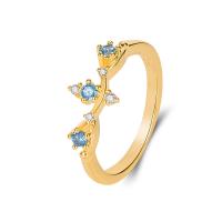 Cubic Zirconia Micro Pave Brass Ring gold color plated & micro pave cubic zirconia & for woman Sold By PC