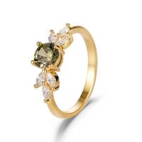 Cubic Zirconia Micro Pave Brass Ring gold color plated & micro pave cubic zirconia & for woman Sold By PC