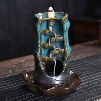 Backflow Incense Burner, Porcelain, plated, for home and office & durable, 124x174mm, Sold By PC