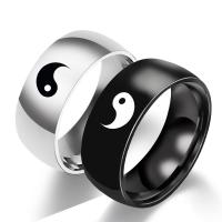 Stainless Steel Finger Ring, plated, ying yang & Unisex & different size for choice, more colors for choice, 8mm, Sold By PC