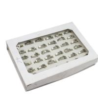 Edelstahl Ring Set, Fingerring, Herz, unisex, Silberfarbe, 4mm, 36PCs/Box, verkauft von Box