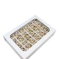 Stainless Steel ring Set, fingerring, for kvinde & med rhinestone, gylden, 6mm, 36pc'er/Box, Solgt af Box