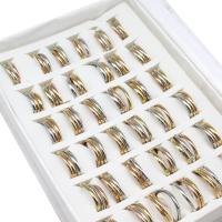 Από ανοξείδωτο χάλυβα Ring Set, παράμεσου, για τη γυναίκα, μικτά χρώματα, 2mm, 36PCs/Box, Sold Με Box