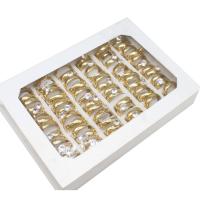 нержавеющая сталь Комплект прокладок, кольцо, Женский & со стразами, Золотой, 6mm, 36ПК/Box, продается Box