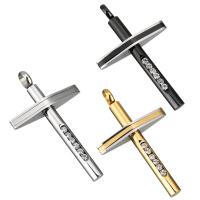 Stainless Steel Cross Pendants fashion jewelry & DIY & with rhinestone 32*52*8mm Sold By PC