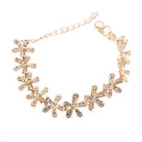 Zinc Alloy Bracelet with 1.96inch extender chain Snowflake plated for woman & with rhinestone nickel lead & cadmium free Approx 1.5mm Sold Per Approx 6.3 Inch Strand