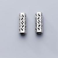 925 Sterling Silver Straight Tube, hollow, silver color, 5x5x15mm, Hole:Approx 3.1mm, Sold By PC