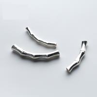 925 Sterling Silver Curved Tube Beads Bamboo silver color Sold By PC