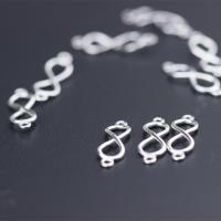 925 Sterling Silver connettori, 925 sterline d'argento, Numero 8, cavo, argento, 20x6mm, Foro:Appross. 1.5mm, Venduto da PC