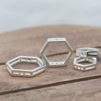925 Sterling Silver Frame Bead, Hexagon, different size for choice, silver color, Sold By PC