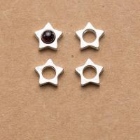 Argent sterling 925 Cadre perle, étoile, argent, 8.50mm, Diamètre intérieur:Environ 4mm, Vendu par PC