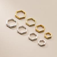 925 Sterling Silver Frame Bead Hexagon plated Sold By PC