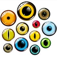 Cabujones de Cristal, Vidrio, Esférico, pulido, con patrón de ojo & joyas joya tiempo, más colores para la opción, Vendido por UD