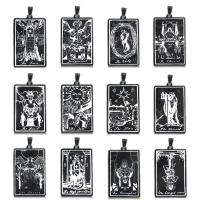 Stainless Steel Pendants, Square, plated, mixed colors, 24x50mm, 5PCs/Bag, Sold By Bag