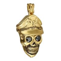 Stainless Steel Skull Pendants fashion jewelry & DIY golden 27*48*11mm Sold By PC