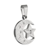 Stainless Steel Pendants Moon and Star fashion jewelry & DIY original color 21*25*3mm Sold By PC