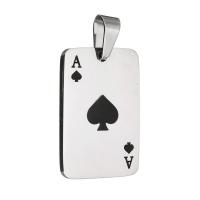 Stainless Steel Pendants, Poker, fashion jewelry & DIY, original color, 20*30*2mm, Sold By PC