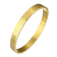 Stainless Steel Bangle Round fashion jewelry & for woman golden 8mm 64*52mm Sold By PC