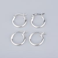 925 Sterling Silver Huggie Hoop Earring Donut & for woman silver color Sold By Pair