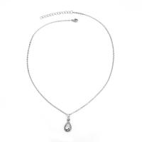 Titanium Steel Necklace Teardrop plated oval chain & micro pave cubic zirconia & for woman & hollow Sold Per Approx 17.7 Inch Strand