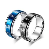 Titanium Steel Finger Ring plated with roman number & Unisex 8mm US Ring Sold By PC