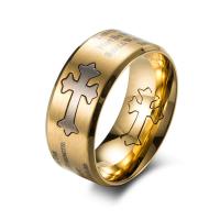 Titantium Steel δάχτυλο του δακτυλίου, Titanium Steel, επιχρυσωμένο, για άνδρες και γυναίκες & διαφορετικό μέγεθος για την επιλογή & με σχέδιο επιστολής, περισσότερα χρώματα για την επιλογή, 9.10mm, Μέγεθος:7-12, Sold Με PC