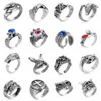цинковый сплав Манжеты палец кольцо, Регулируемый & разные стили для выбора & со стразами, оригинальный цвет, 10ПК/Лот, продается Лот