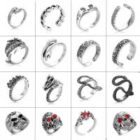 Zinek Manžeta prst prsten, Nastavitelný & různé styly pro výběr & s drahokamu, Původní barva, 10PC/Lot, Prodáno By Lot