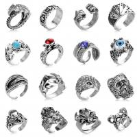 цинковый сплав Манжеты палец кольцо, с Полудрагоценный камень, Регулируемый & разные стили для выбора, оригинальный цвет, 10ПК/Лот, продается Лот