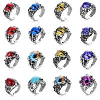 Tibetan Style Cuff Finger Ring, with Gemstone, Adjustable & different styles for choice, original color, 10PCs/Lot, Sold By Lot