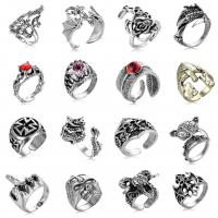 Tibetan Style Cuff Finger Ring, Adjustable & different styles for choice & with rhinestone, original color, 10PCs/Lot, Sold By Lot