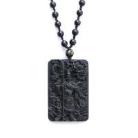 Halskettingen met edelstenen, Obsidian, Verstelbare & uniseks & verschillende stijlen voor de keuze, zwart, 38x11x58mm, Lengte Ca 19.68 inch, Verkocht door PC