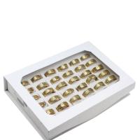 Rozsdamentes acél Finger Ring, Stainless Steel, egynemű, aranysárga, 8mm, 36PC-k/Box, Által értékesített Box