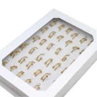 Stainless Steel Cuff fingerring, Unisex, gylden, 8mm, 36pc'er/Box, Solgt af Box