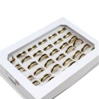 Stainless Steel Finger Ring, Unisex, mixed colors, 6mm, 36PCs/Box, Sold By Box