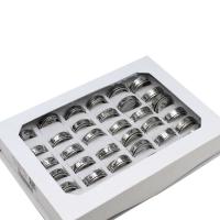 Stainless Steel Finger Ring, Unisex, silver color, 8mm, 36PCs/Box, Sold By Box