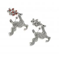 Rhinestone Earring, Tibetan Style, Animal, for woman & with rhinestone, more colors for choice, 40x40x4mm, Sold By Pair