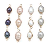Freshwater Pearl Connector, with Brass, Oval, gold color plated, Natural & fashion jewelry & DIY, more colors for choice, 8x16-10x18mm, Sold By PC