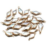 Freshwater Pearl Kontaktdon, med Mässing, Rhombus, guldfärg pläterade, Naturligt & mode smycken & DIY, fler färger för val, 8x16-10x20mm, Säljs av PC