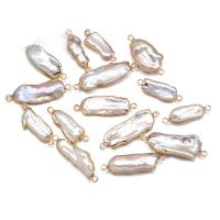 Freshwater Pearl Kontaktdon, med Mässing, guldfärg pläterade, Naturligt & mode smycken & DIY, rosa, 8x25-10x30mm, Säljs av PC